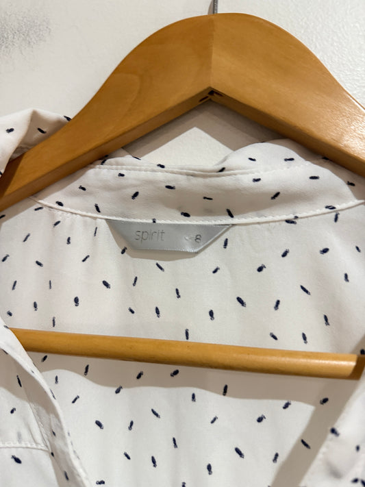 Spirit White Speckle Print Button-Up Blouse - 8
