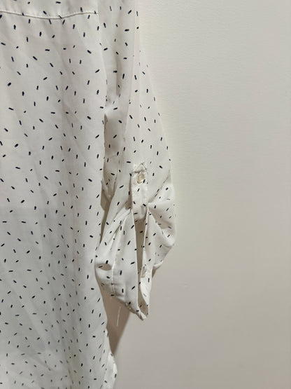 Spirit White Speckle Print Button-Up Blouse - 8