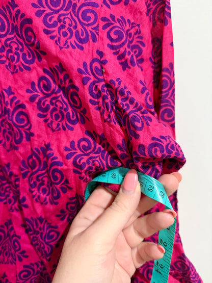 Brand Unknown Pink & Purple Damask Print Dress - 51cm u/arm