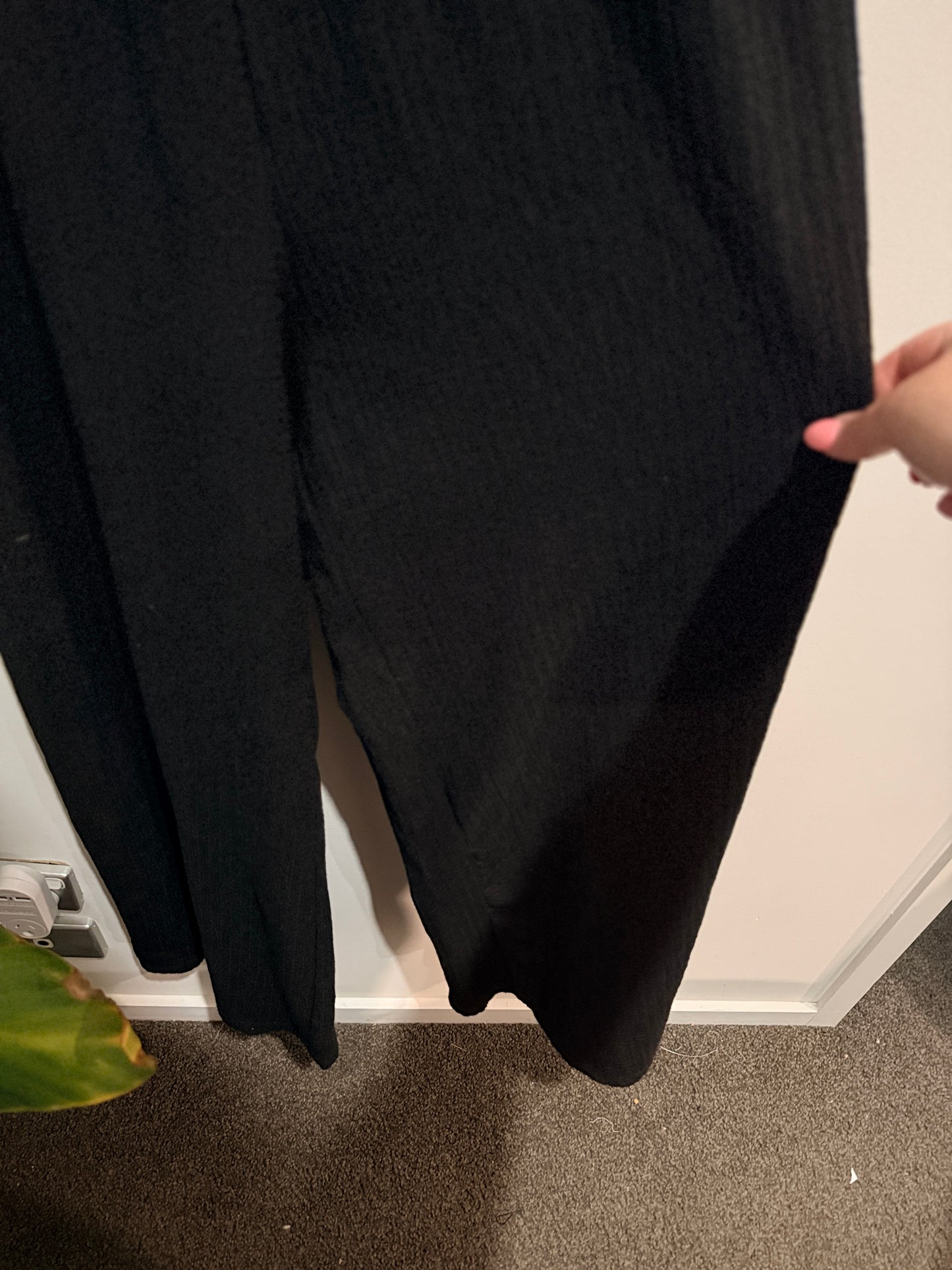 Rio Black Shirred Wide Leg Jumpsuit - L
