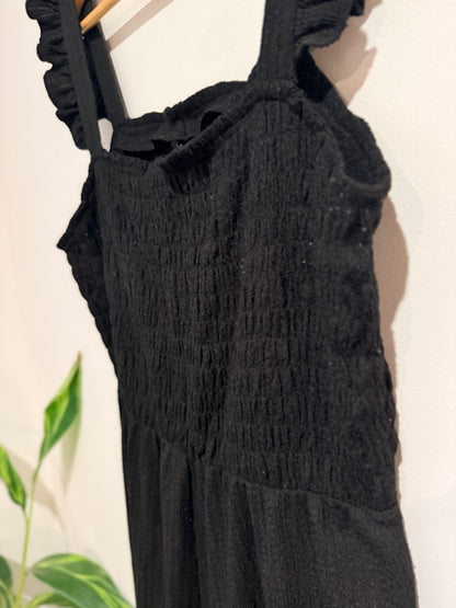 Rio Black Shirred Wide Leg Jumpsuit - L