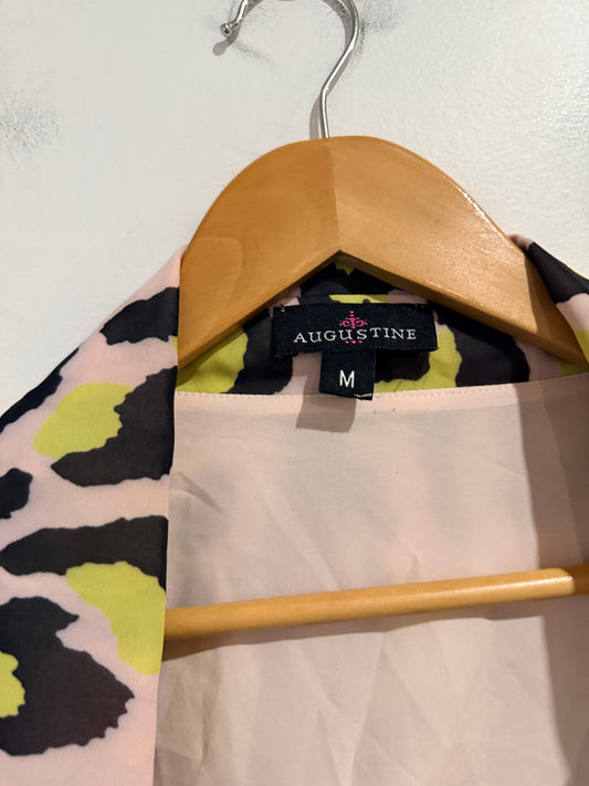 Augustine Pink & Neon Leopard Print Wrap Dress - M