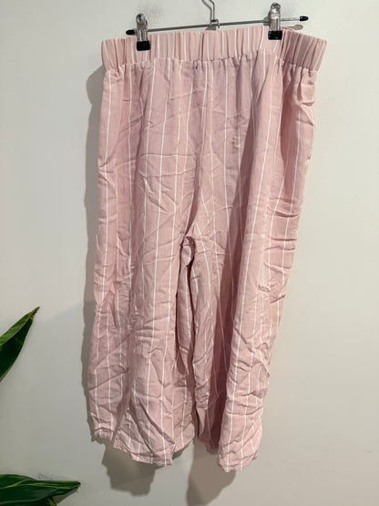 Mirrou Pink & White Pinstripe Wide Leg Pants - 14