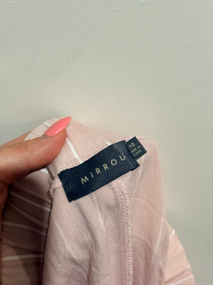 Mirrou Pink & White Pinstripe Wide Leg Pants - 14