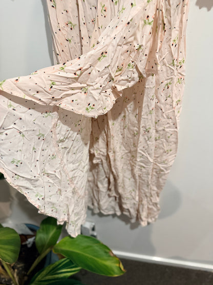 Brand Unknown Light Pink Floral Wrap Midi Dress - 45cm u/arm