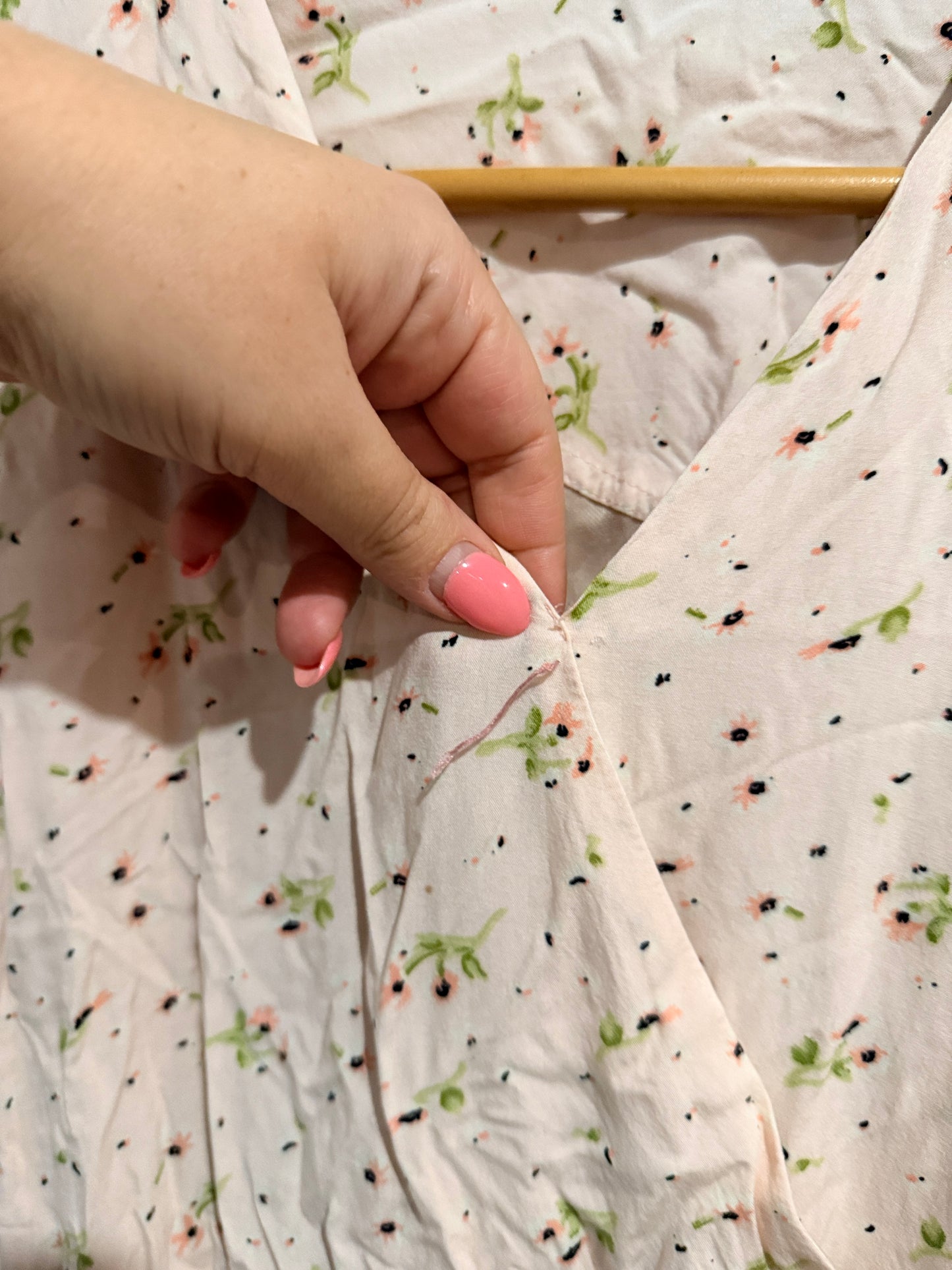 Brand Unknown Light Pink Floral Wrap Midi Dress - 45cm u/arm