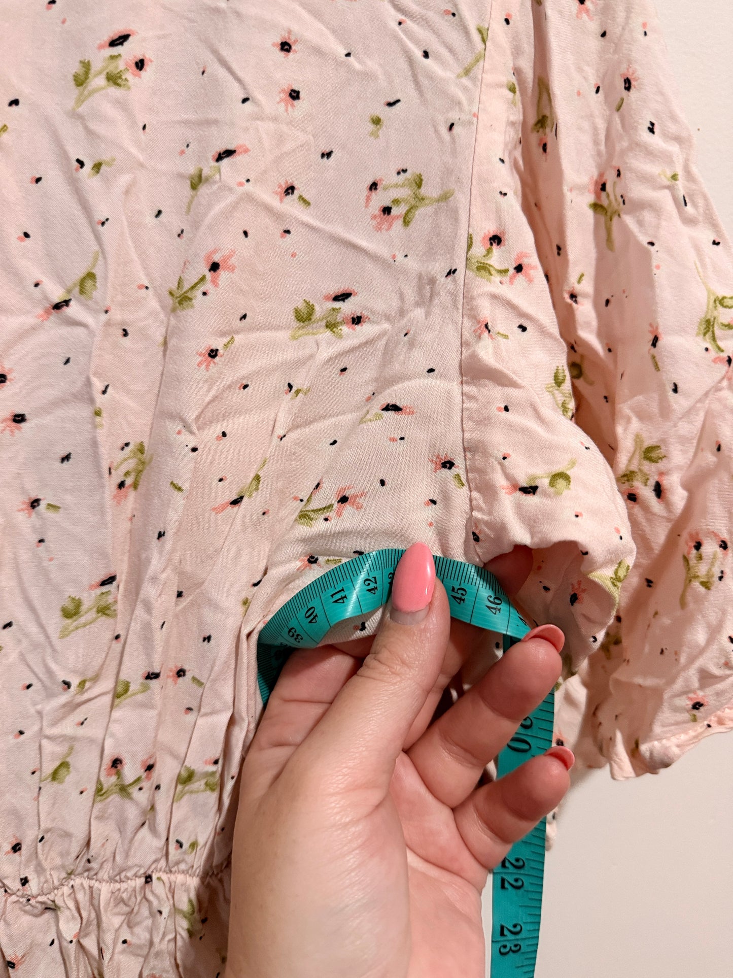 Brand Unknown Light Pink Floral Wrap Midi Dress - 45cm u/arm