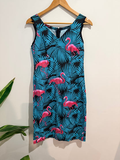 Brand Unknown Flamingo Tropical Print Sleeveless Dress - 42cm u/arm