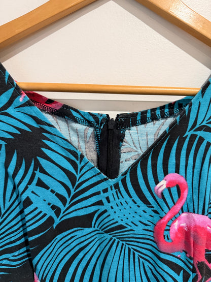 Brand Unknown Flamingo Tropical Print Sleeveless Dress - 42cm u/arm