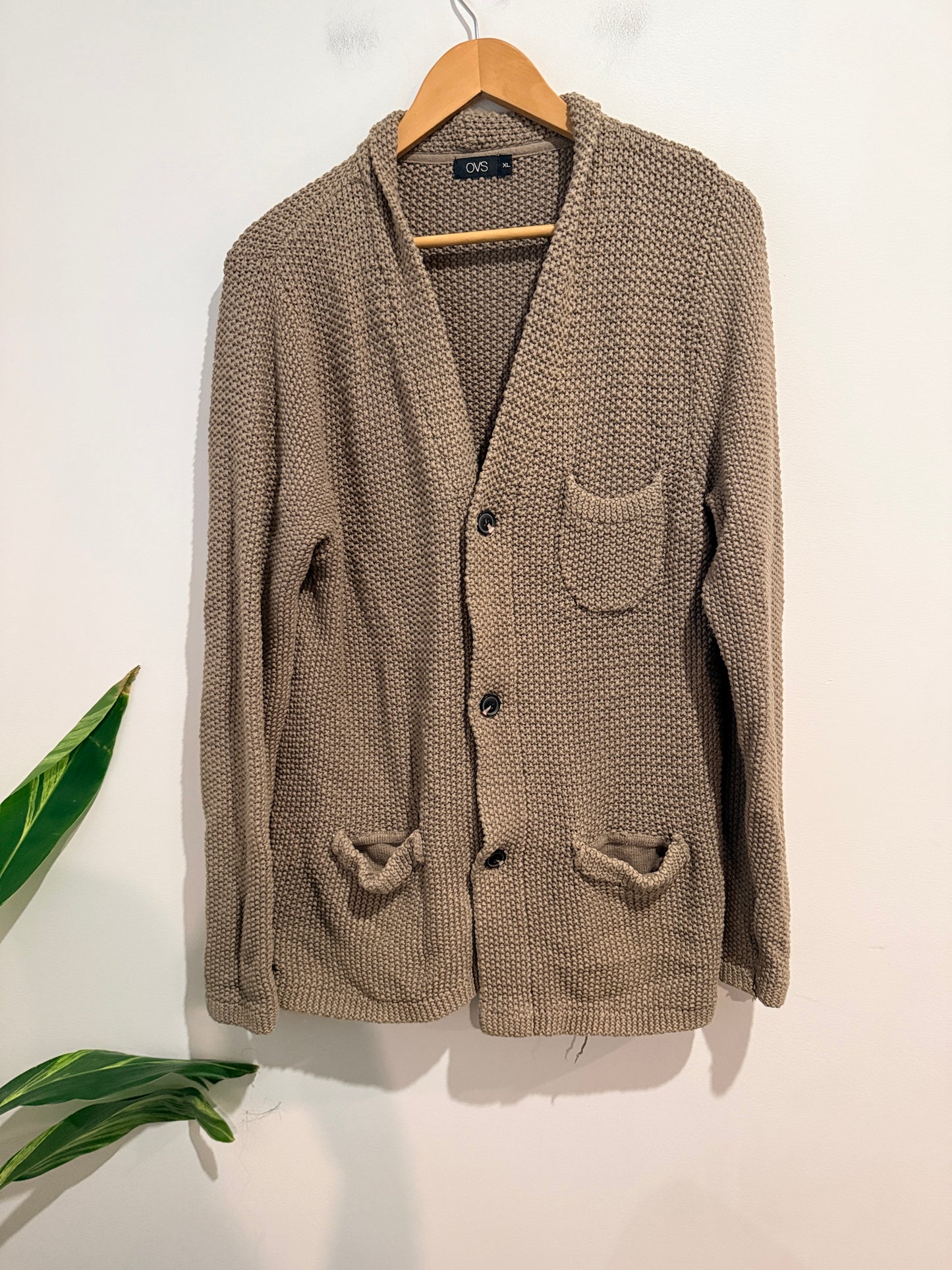 OVS Chunky Knit Cardigan Taupe - XL