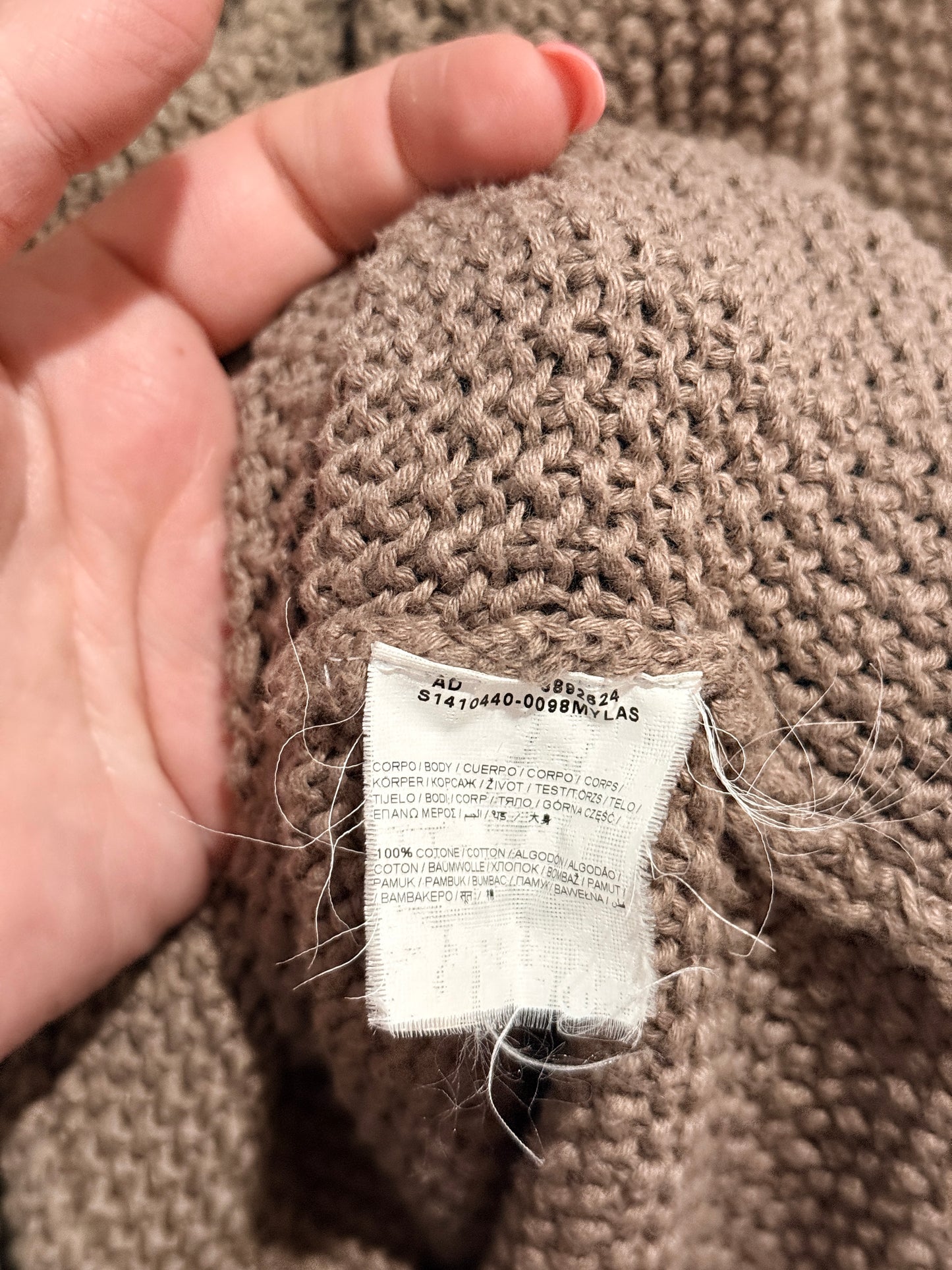 OVS Chunky Knit Cardigan Taupe - XL
