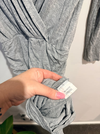 Luka Grey Ruched Wrap Dress - Size 8