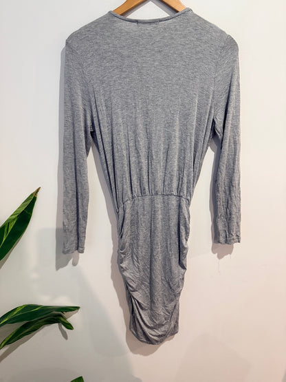 Luka Grey Ruched Wrap Dress - Size 8