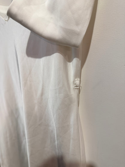 Pagani White Cold Shoulder Satin Slip Dress - Size 12