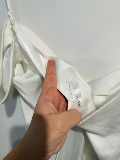 Pagani White Cold Shoulder Satin Slip Dress - Size 12