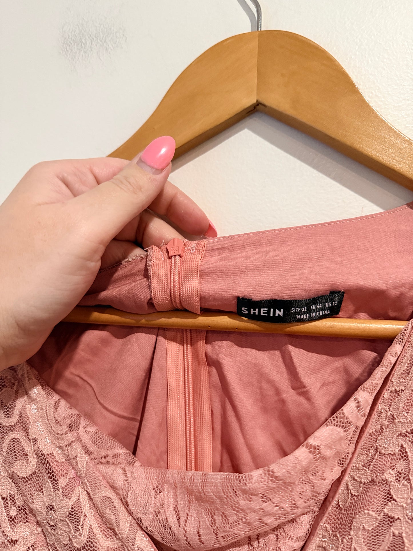 Shein Dusty Pink Lace Fit & Flare Dress - XL