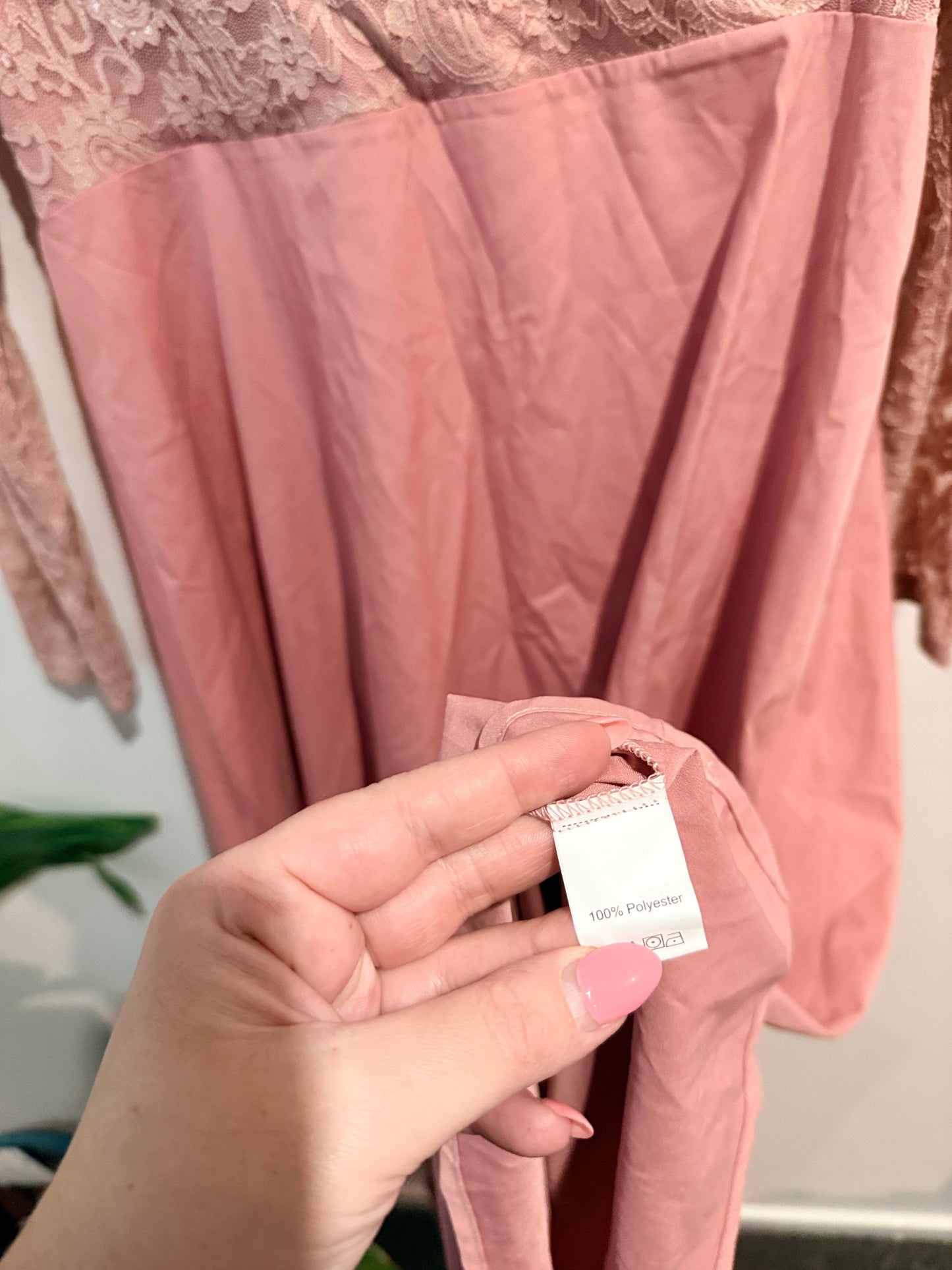 Shein Dusty Pink Lace Fit & Flare Dress - XL