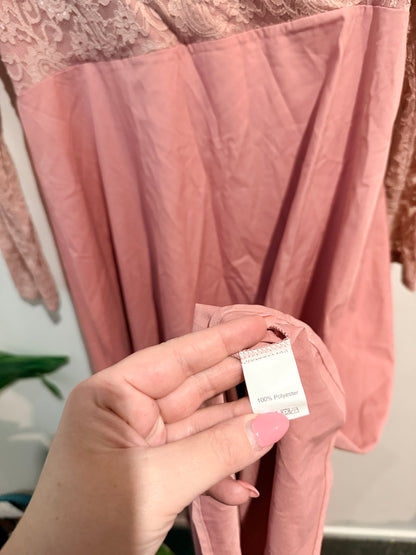 Shein Dusty Pink Lace Fit & Flare Dress - XL