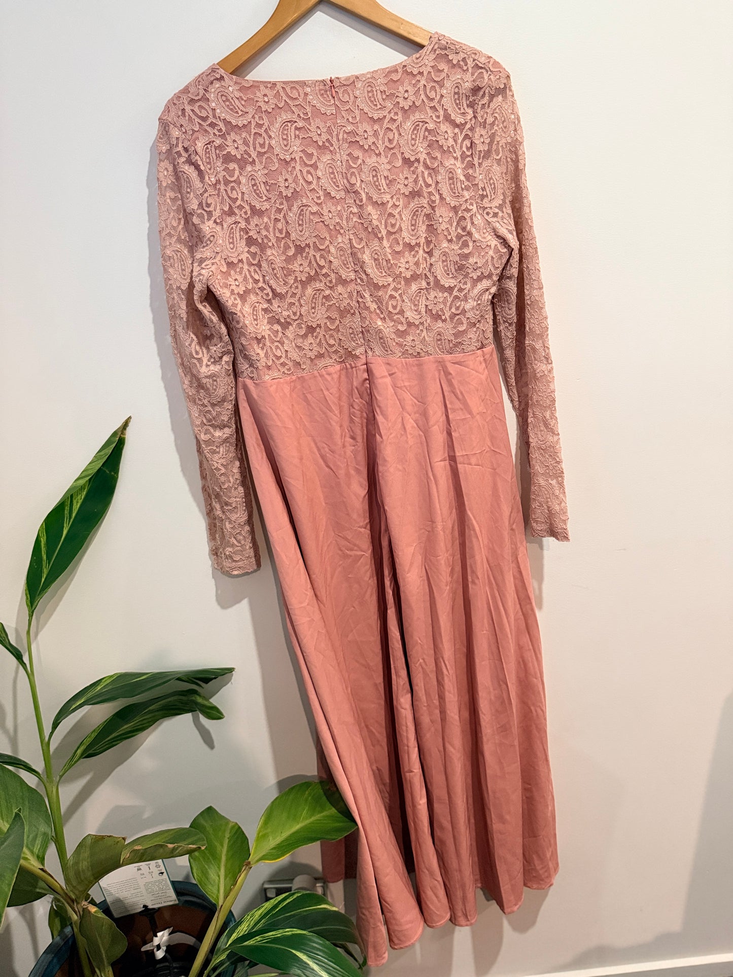 Shein Dusty Pink Lace Fit & Flare Dress - XL