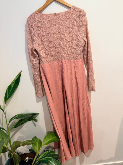 Shein Dusty Pink Lace Fit & Flare Dress - XL