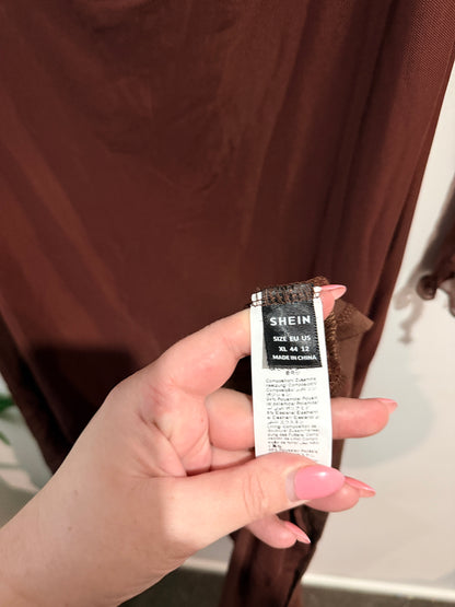 Shein Brown Off Shoulder Mesh Dress - XL