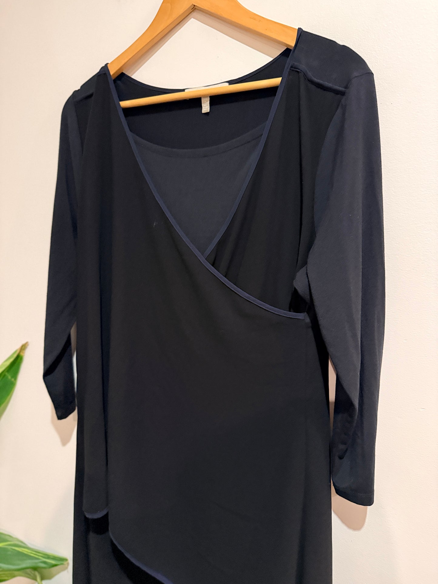Paula Ryan (NZ Made) Asymmetric Wrap Front Midi Dress Size M
