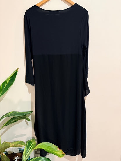 Paula Ryan (NZ Made) Asymmetric Wrap Front Midi Dress Size M