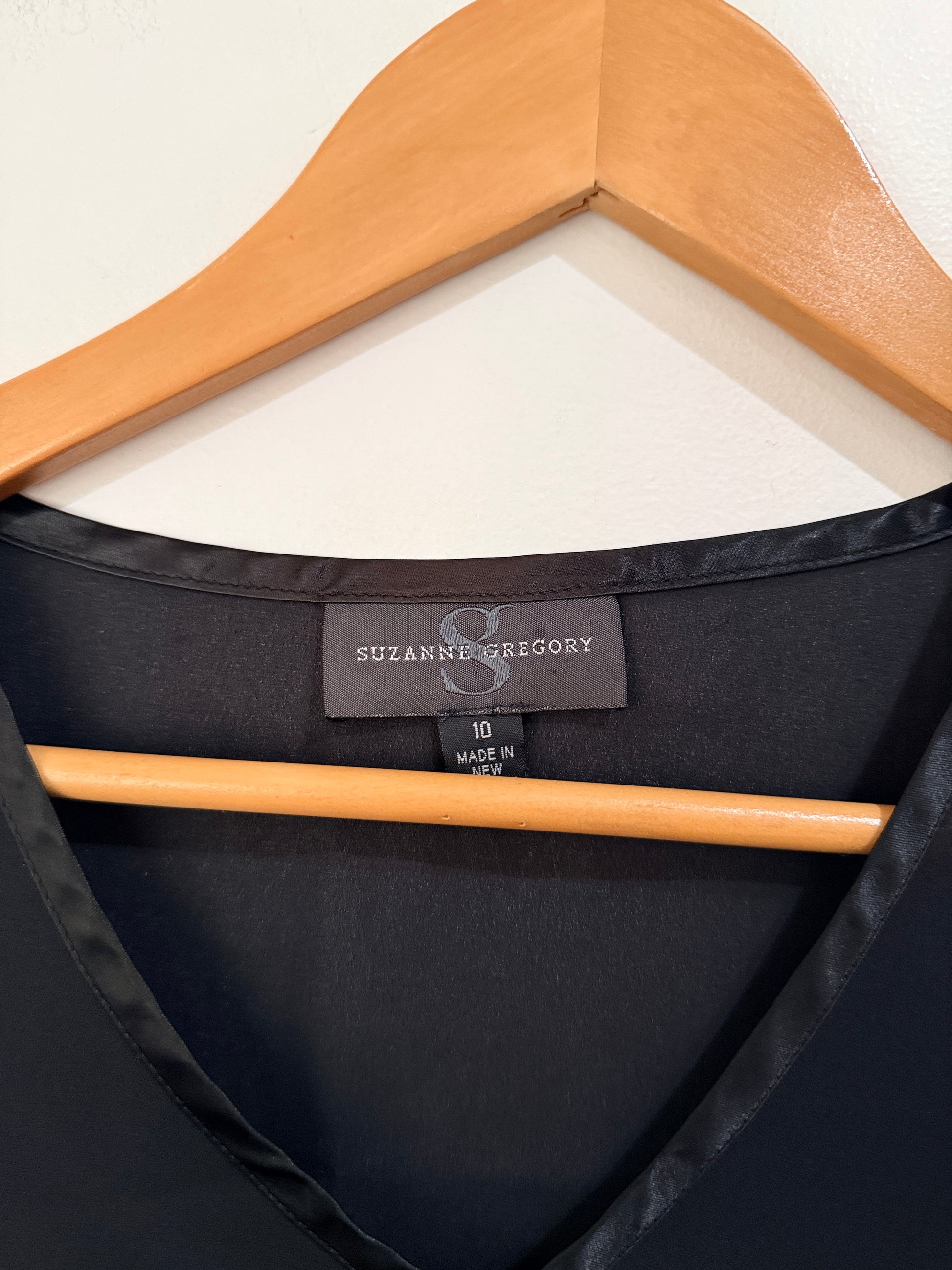 Suzanne Gregory (NZ Made) Sleeveless Black Top Size 10