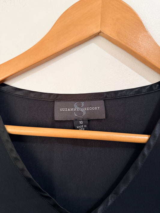 Suzanne Gregory (NZ Made) Sleeveless Black Top Size 10