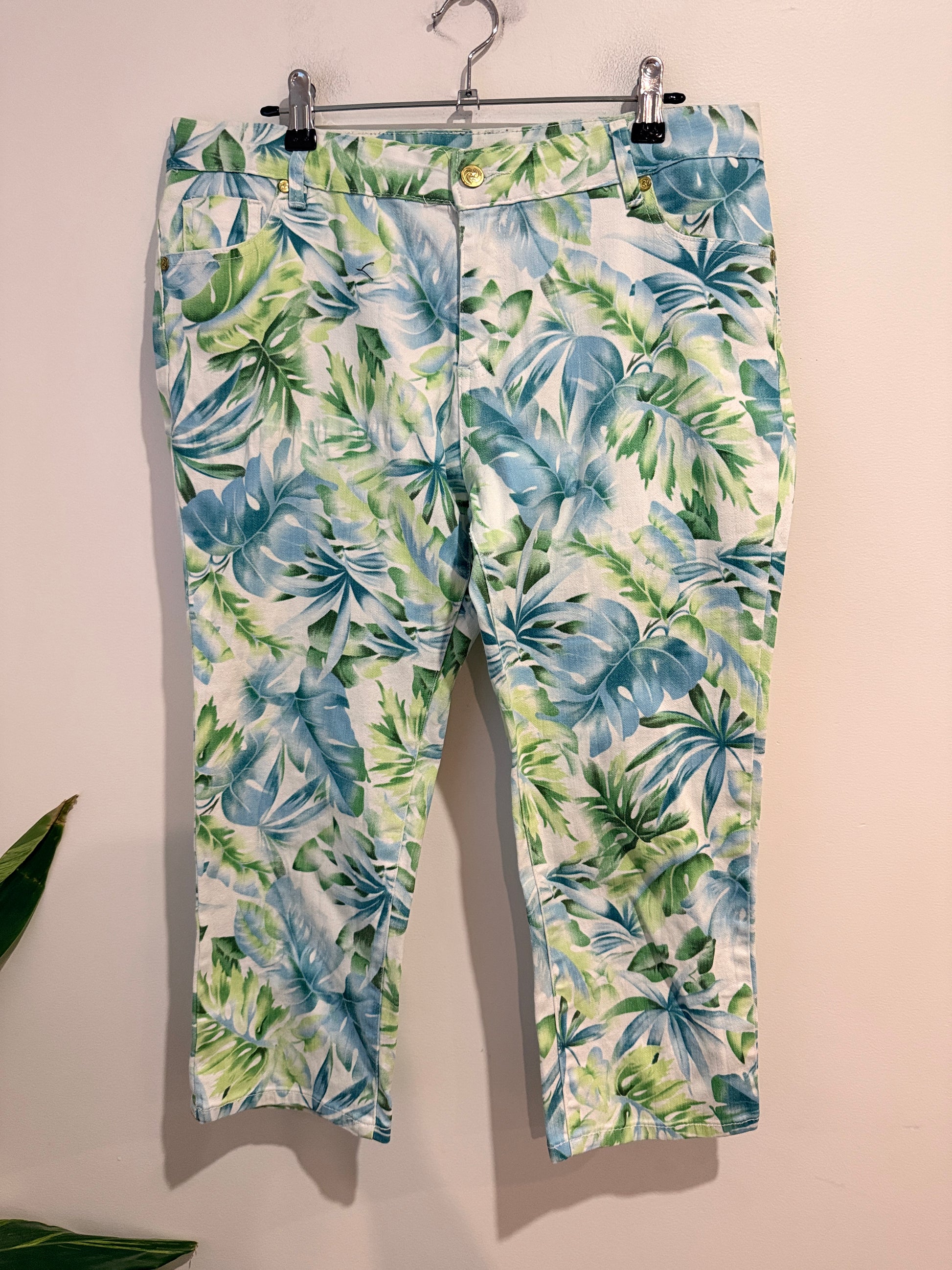 Denim Republic Palm Print Trousers Size 14