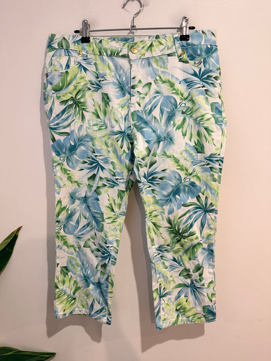Denim Republic Palm Print Trousers Size 14