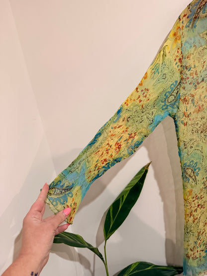 Brand Unknown Carnival Girls Australia Beaded Paisley Tunic Top Green Multi - 54 Cm U/Arm To U/Arm