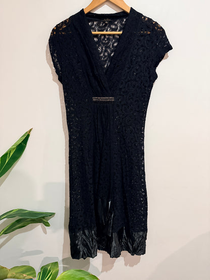 New Cover New Cover Black Lace Wrap Dress - Size 10 Size 10