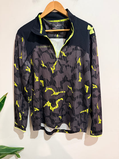 Under Armour Under Armour Heatgear Combine Black & Neon Yellow Camo Quarter Zip Top - Medium Size Medium (MD)