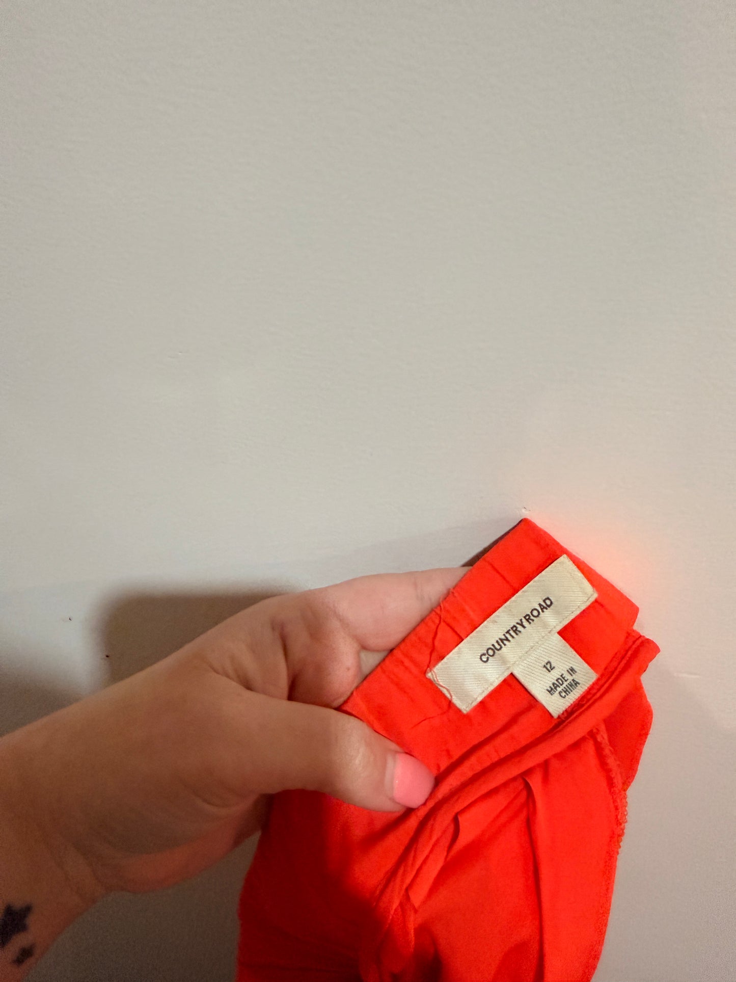 Country Road Country Road Orange Drawstring Mini Skirt - Size 12 Size 12