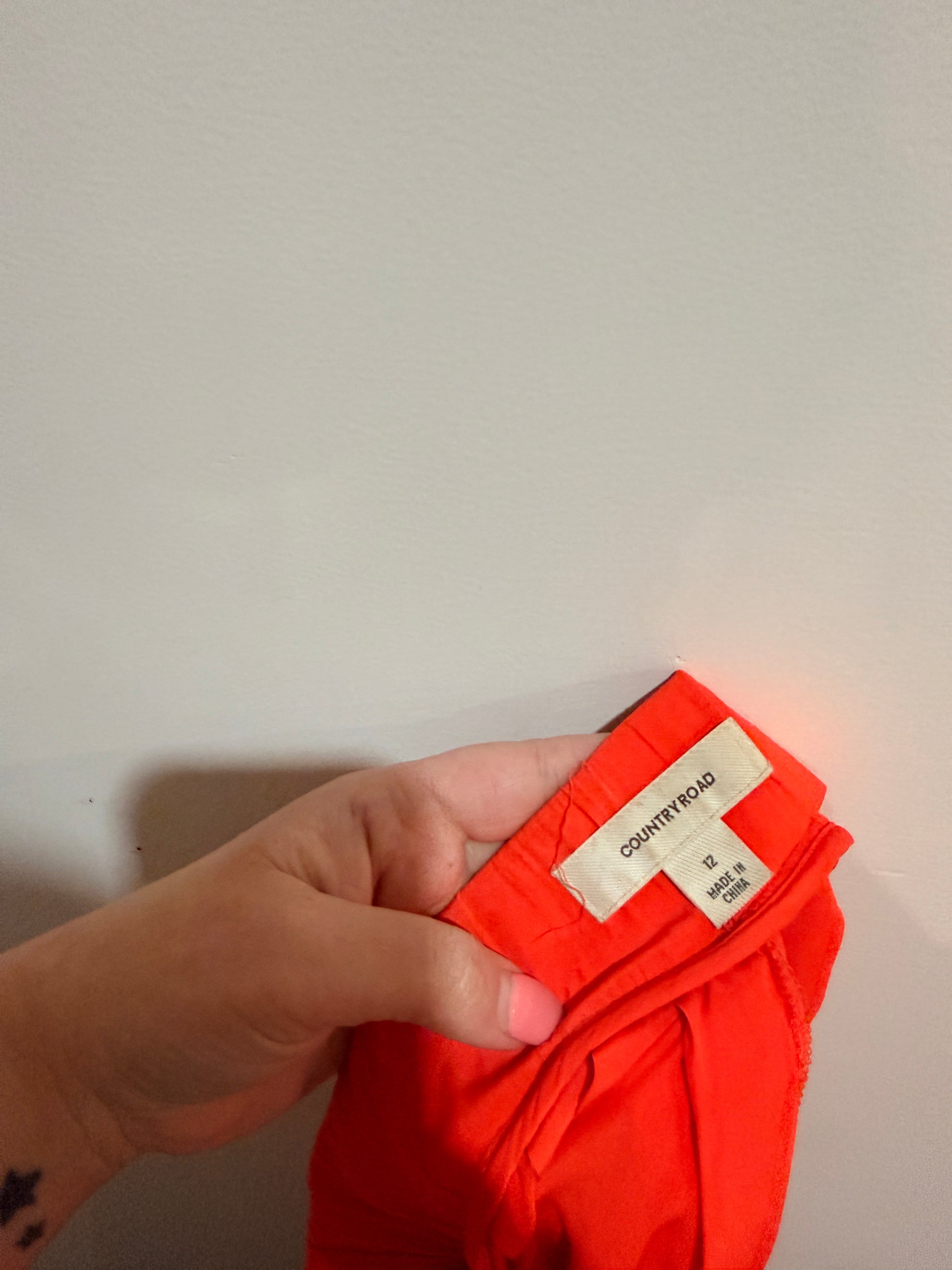 Country Road Country Road Orange Drawstring Mini Skirt - Size 12 Size 12