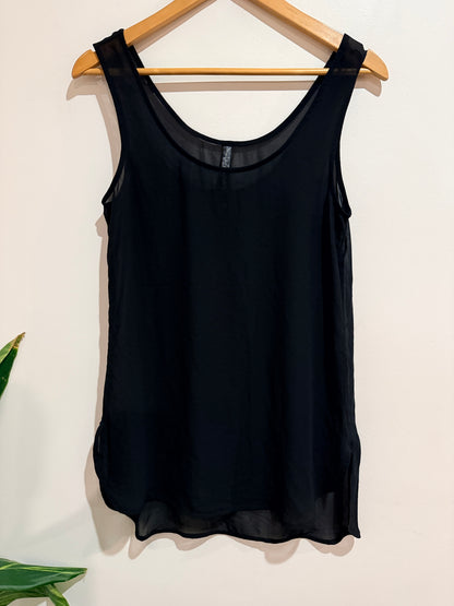 Faithfully Faithfully Black Sleeveless Sheer Tank Top - Size 6 Size 6