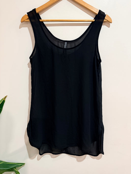 Faithfully Faithfully Black Sleeveless Sheer Tank Top - Size 6 Size 6