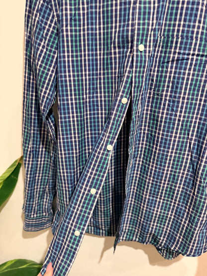 Calvin Klein Calvin Klein Blue Plaid Slim Fit Button-up Shirt - Medium Size Medium (M)