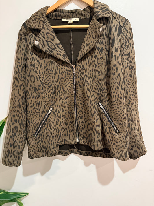 Noni B Leopard Print Zip Jacket Size 12