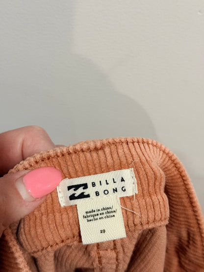 Billabong Corduroy Shorts Peach Size 29 (40cm waist)