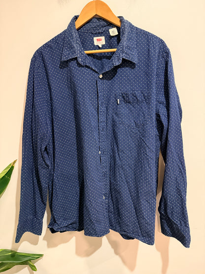 Levi's Blue Polka Dot Button-up Shirt Size XXL