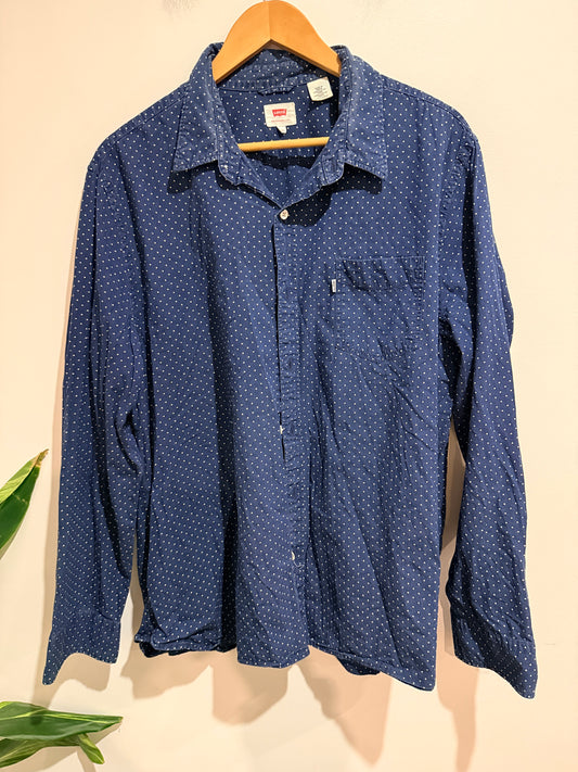 Levi's Blue Polka Dot Button-up Shirt Size XXL
