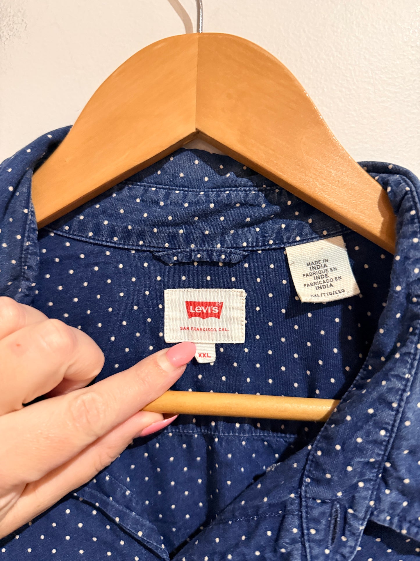 Levi's Blue Polka Dot Button-up Shirt Size XXL