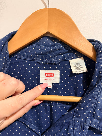 Levi's Blue Polka Dot Button-up Shirt Size XXL