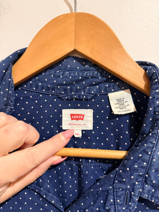 Levi's Blue Polka Dot Button-up Shirt Size XXL