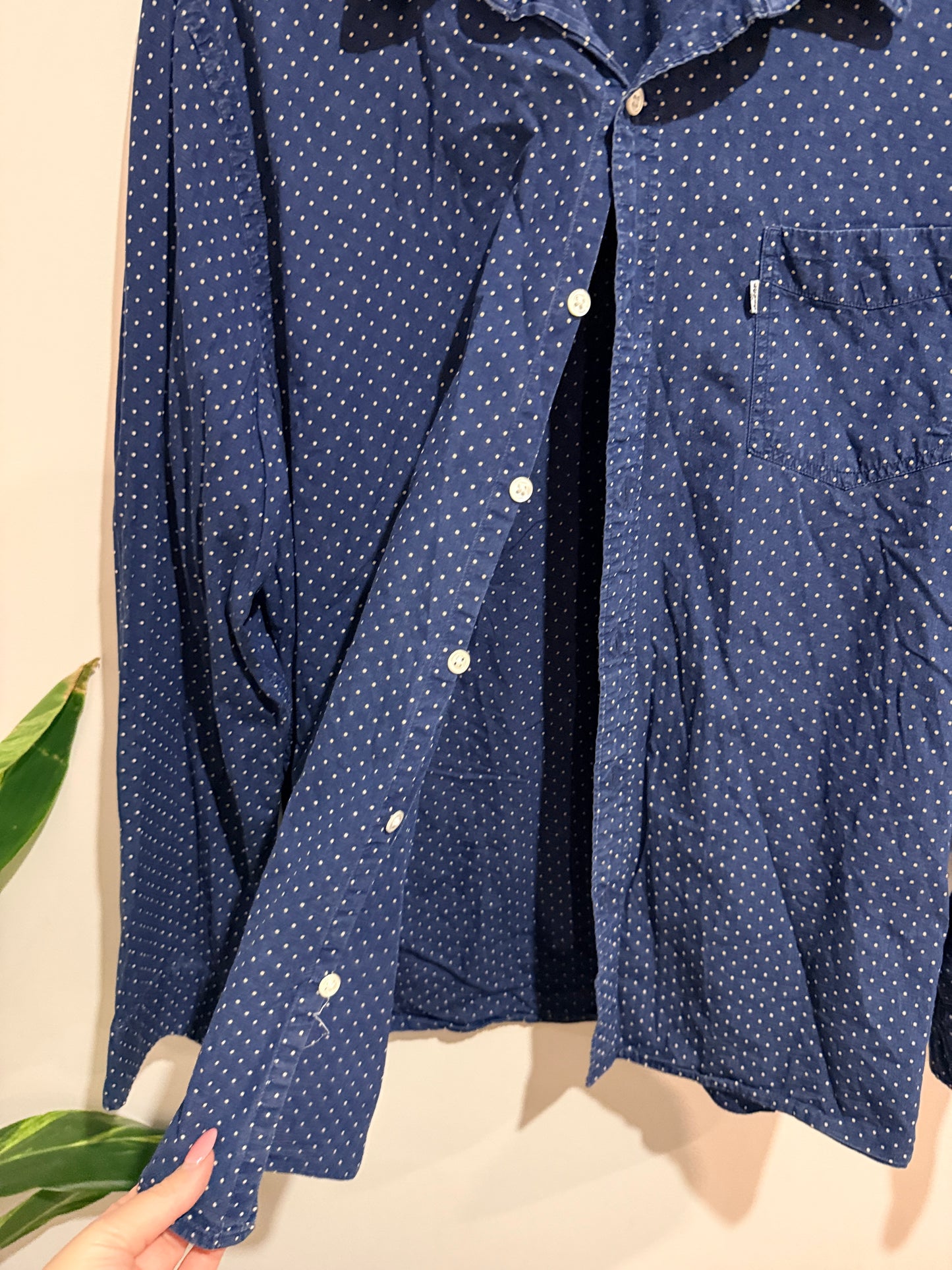 Levi's Blue Polka Dot Button-up Shirt Size XXL