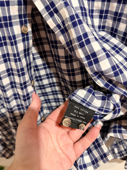 Barkers Tailored Fit Blue & White Check Button-up Shirt Size S