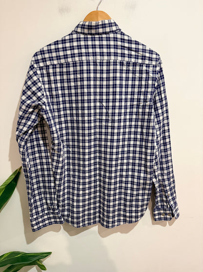 Barkers Tailored Fit Blue & White Check Button-up Shirt Size S