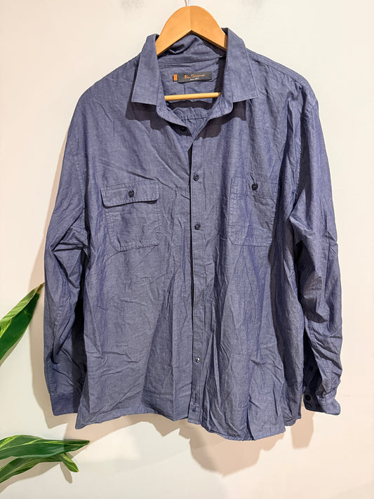 Ben Sherman Blue Chambray Utility Button-up Shirt Size XXL